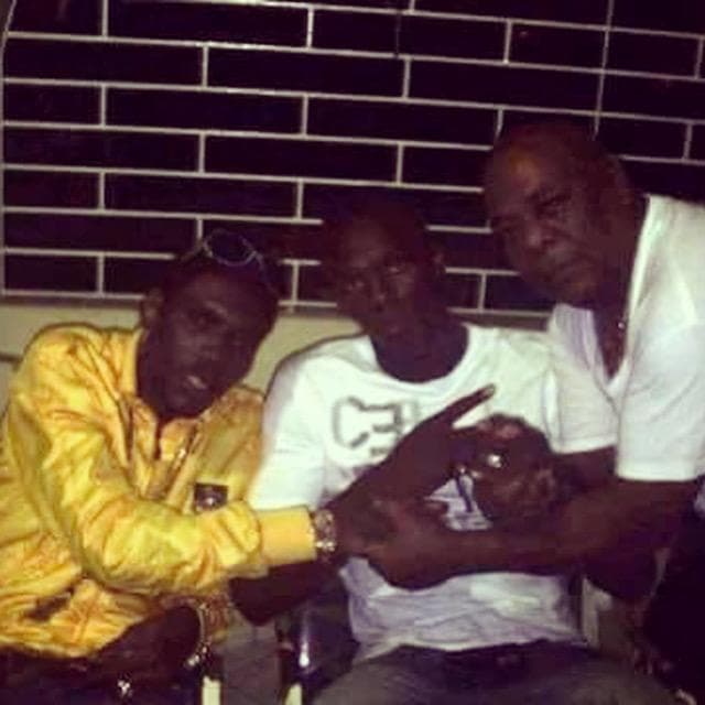 Three members of the wider sound-system community posing together